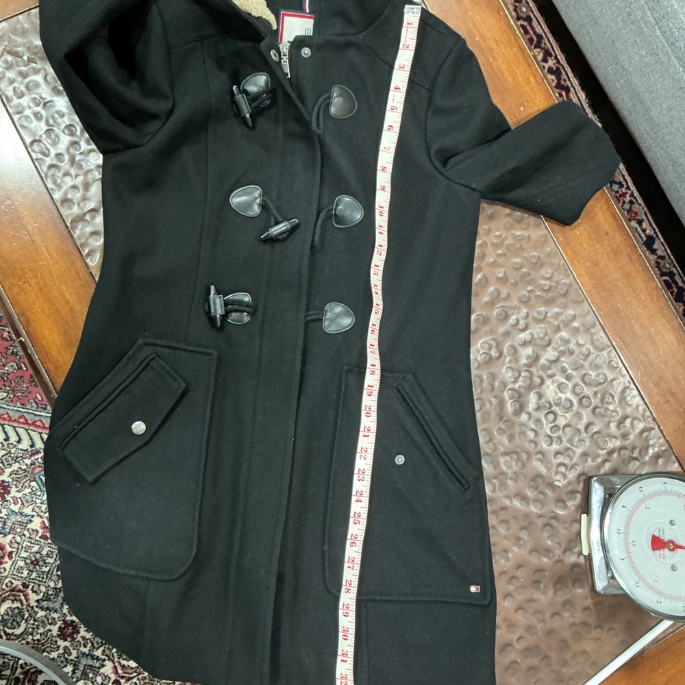 Tommy Hilfiger Wool Blend Duffle Coat, Toggle Buttons, Hood, Black, Small - Picture 14 of 14